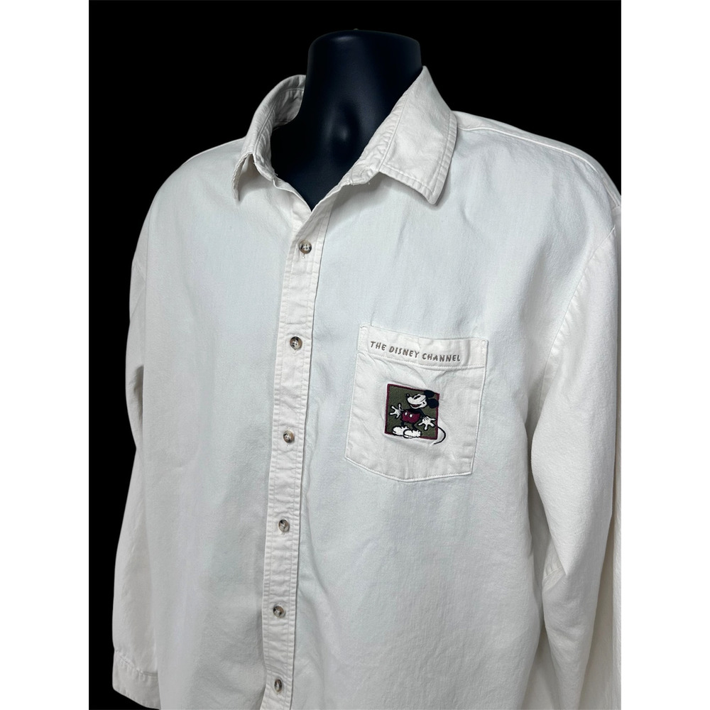 Vintage Disney Channel Mickey Mouse Button Up Shirt Made in USA Size XL